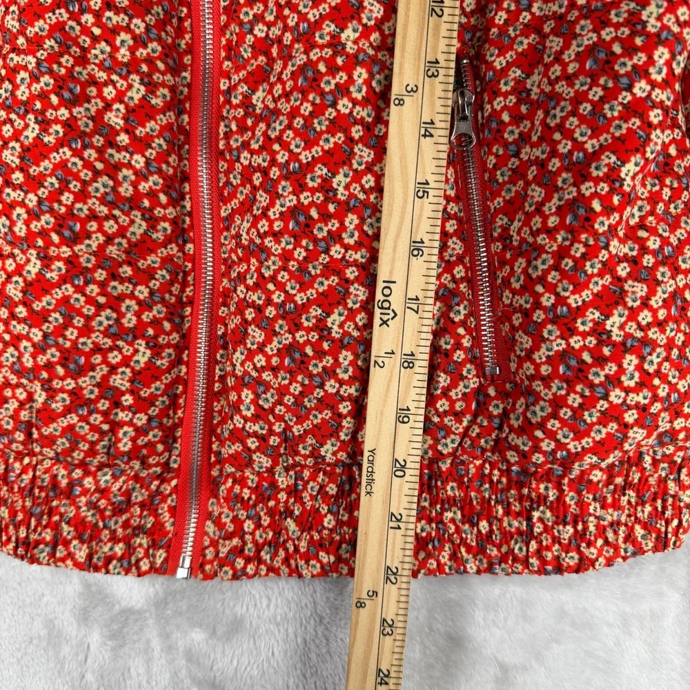 Greylin Red Floral Quilted Bomber Jacket Womens Medium‎ Zip Up G227J1542